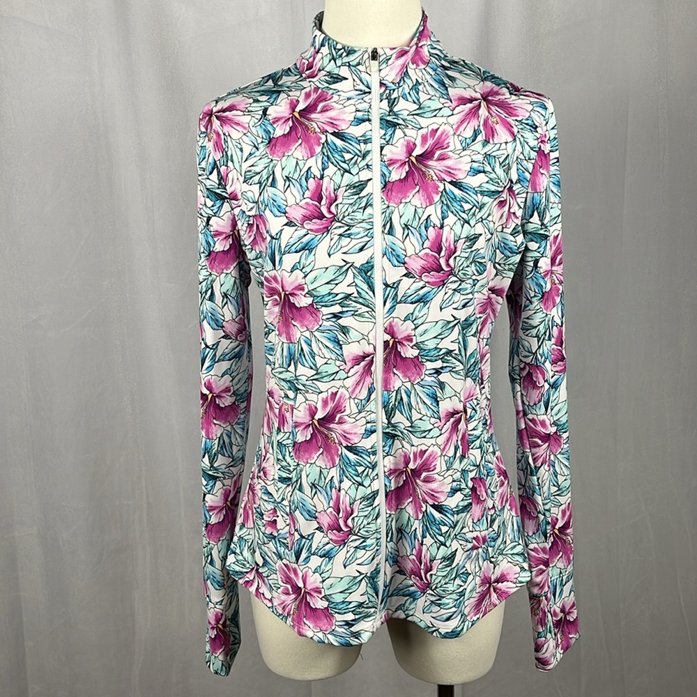 Tommy‎ Bahama Floral Long Sleeve Golf/Tennis Full Zip Jacket. - Picture 3 of 7